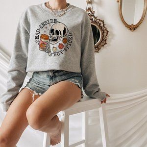 Dead Inside But Spiced Dark Grey Sweatshirt